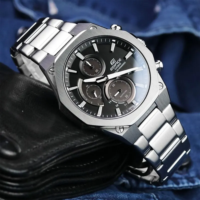Casio Edifice Solar Slim Line Black Dial Men's Watch- EFS-S570D-1A